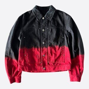 Louis Vuitton Black & Red Gradient Embroidered Monogram Denim Jacket
